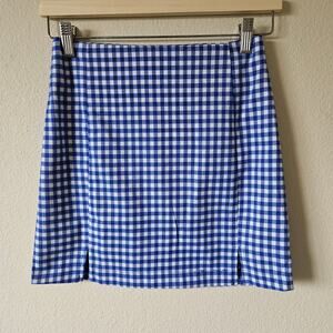 Blue and white checkered love on the hanger plaid mini skirt Size 1
